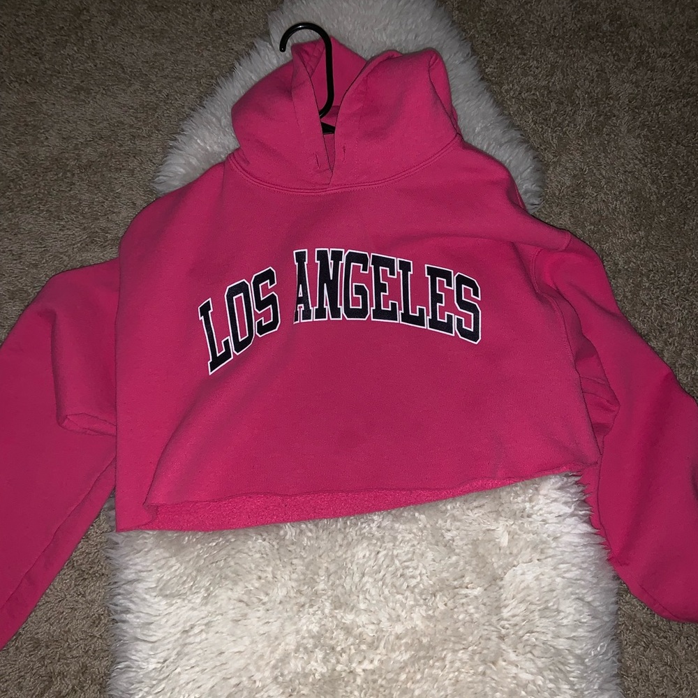 Las Angeles pink crop hoodie